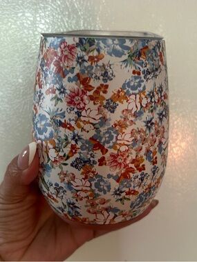 Matilda Jane Floral Stemless Tumbler in Blue, Red, Orange, Cream